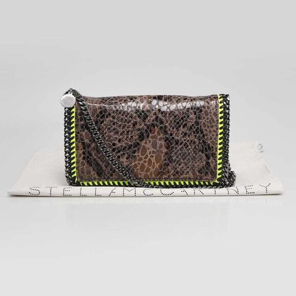 Stella McCartney Brown Faux Snakeskin Falabella Crossbody BagBrown Faux Snake...